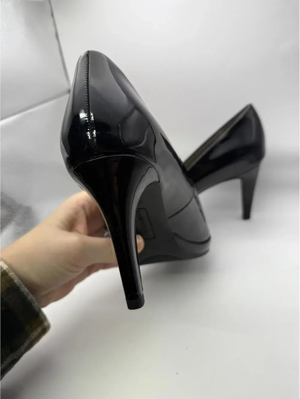 Bandolino Rainaa Black Patent Leather Peep Toe High Heels 8.5